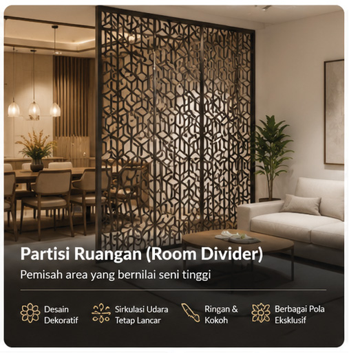 Partisi ruangan dekoratif laser cutting