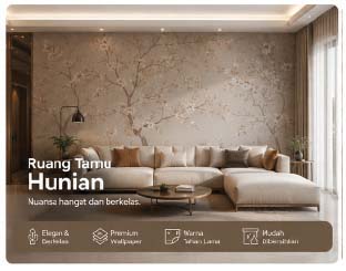 Wallpaper custom elegan untuk ruang tamu