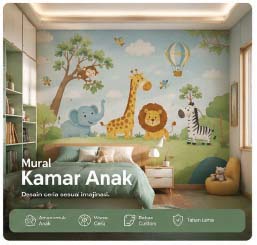 Wallpaper mural custom untuk kamar anak