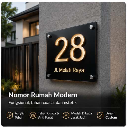 Nomor rumah acrylic custom modern